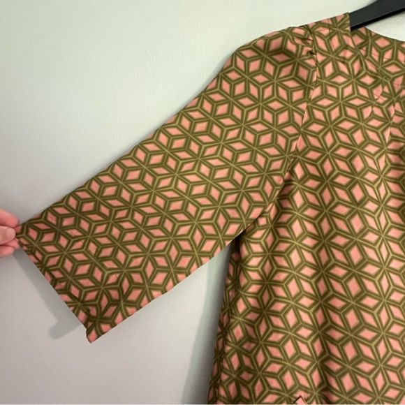 Fossil Dress Or Tunic Womens Small 70’s Retro Shift Pleated Neck Mini Geometric - Picture 8 of 8